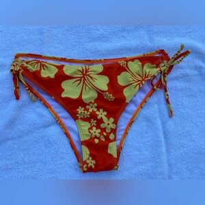 SHEIN Orange and Yellow Floral Hibiscus Bikini Bottom